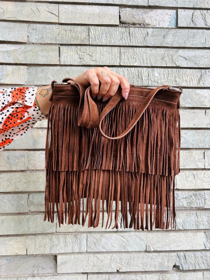 Tracolla frange in pelle